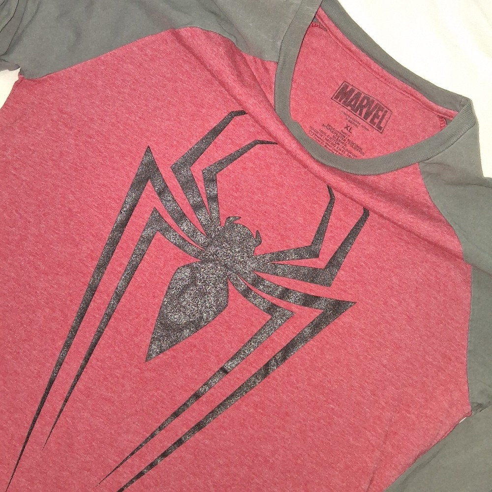 Marvel Spider-Man Kids‎ XL Gray Red Long Sleeve Raglan T-Shirt